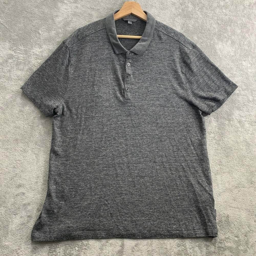 John Varvatos Shirt Mens XXL Livingston Pique Stitch Polo Linen Blend Preppy